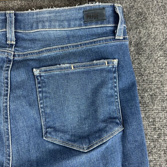 PAIGE Jeans Womens 31 Hoxton Ankle Cotton Stretch Medium Wash Raw Hems Pockets - Picture 10 of 11